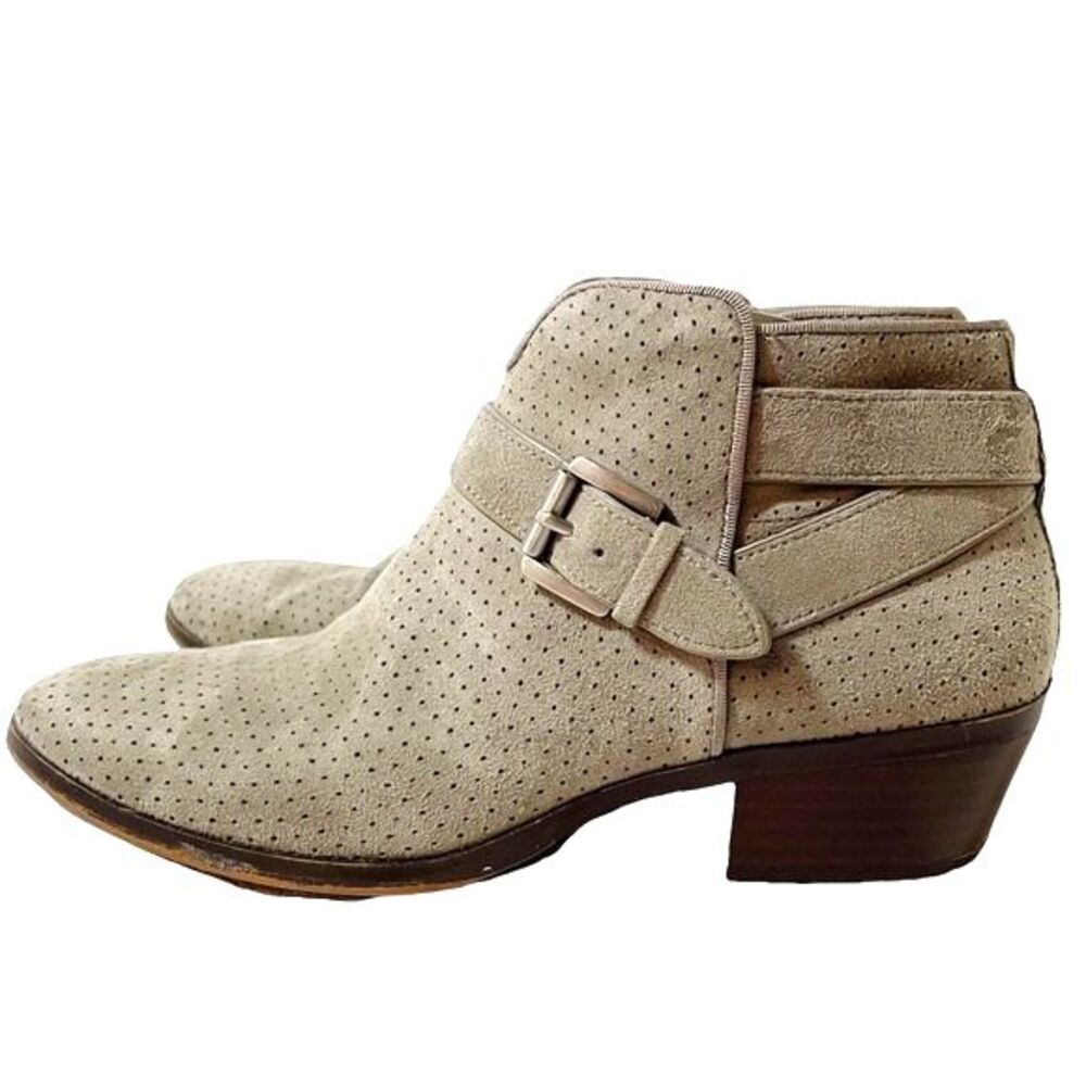 Sam Edelman Patrisha Perforated Suede Western Booties Light Taupe Women’s Size 6
